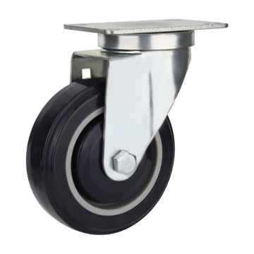 Black Rubber Flat Wheel With Stem