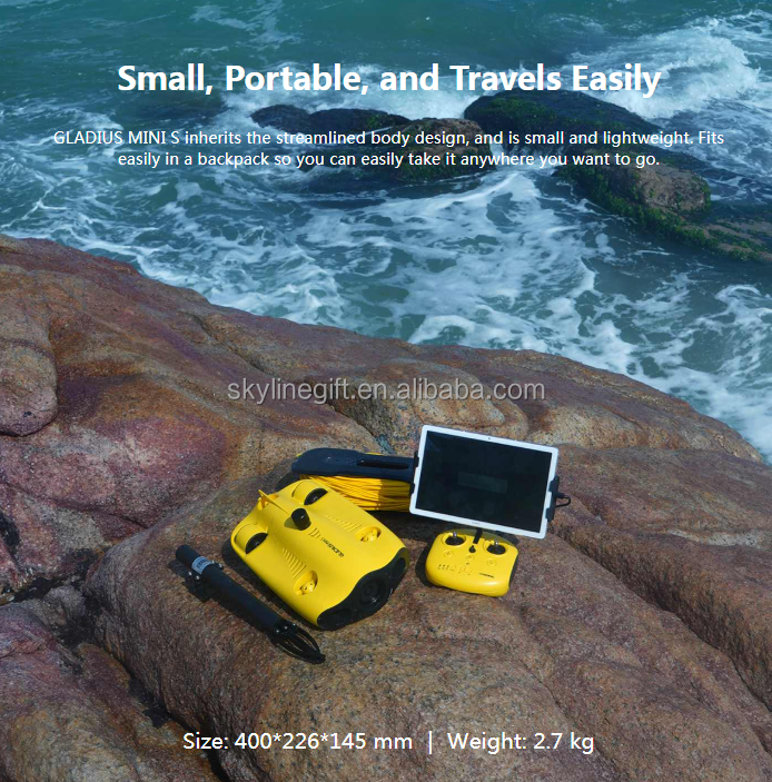Chasing GLADIUS MINI S Underwater Drone ROV Robot for Diving and Rescue with Robotic Arm for finding fishes