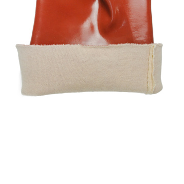 Dark red pvc smooth finish acid resistant gloves 30cm