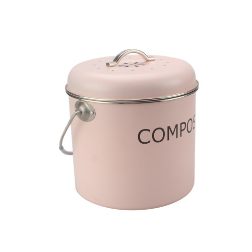 Vintage Crème Poeder Keuken Compost Emmer Met Deksel