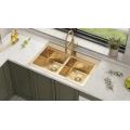 Golden Topmount Double Bowl Above Counter Kitchen Sink