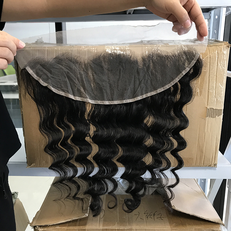 Natural Color Factory Price 13*6 virgin human hair lace frontals, kinky curl /water wave lace frontal wig