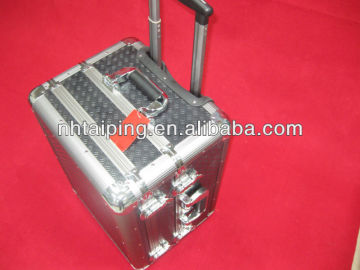 New Professional Durable Black Aluminum carry case with trolley