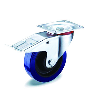 Industrial Blue Elastic Rubber Brake Casters