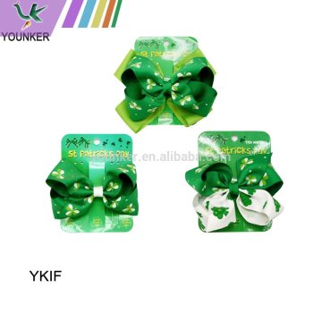 2017 Factory wholesale Irish festival green Pretty decorative clover hair bows