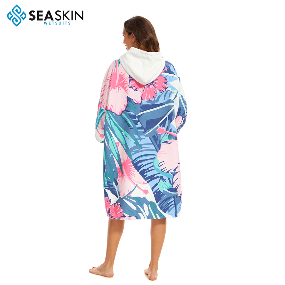 Seaskin Adultsed Surf Poncho تغيير حمام السباحة تغيير شاطئ ركوب الأمواج بونتشو منشفة