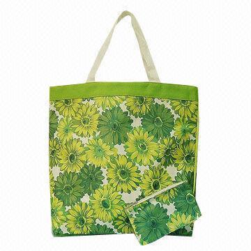 Beach Bag with Flower Printing, Also Used as Shopping Bag or Handbag, Have Small Pocket in Front