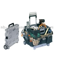 folding shopping cart with tool bag.