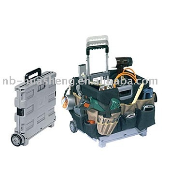 folding shopping cart with tool bag.
