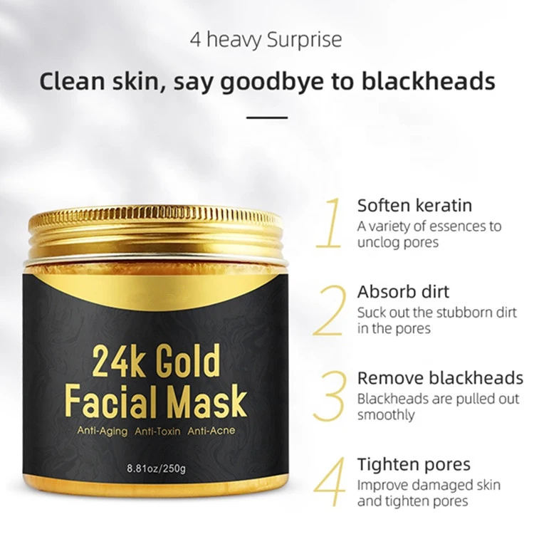 24K Gold Collagen Peel off Face Mask 24K Peel off Gold Facial Mask for Pore Cleanser and Moisturizing SPA at Home