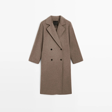 Women's long wool double breasted overcoat