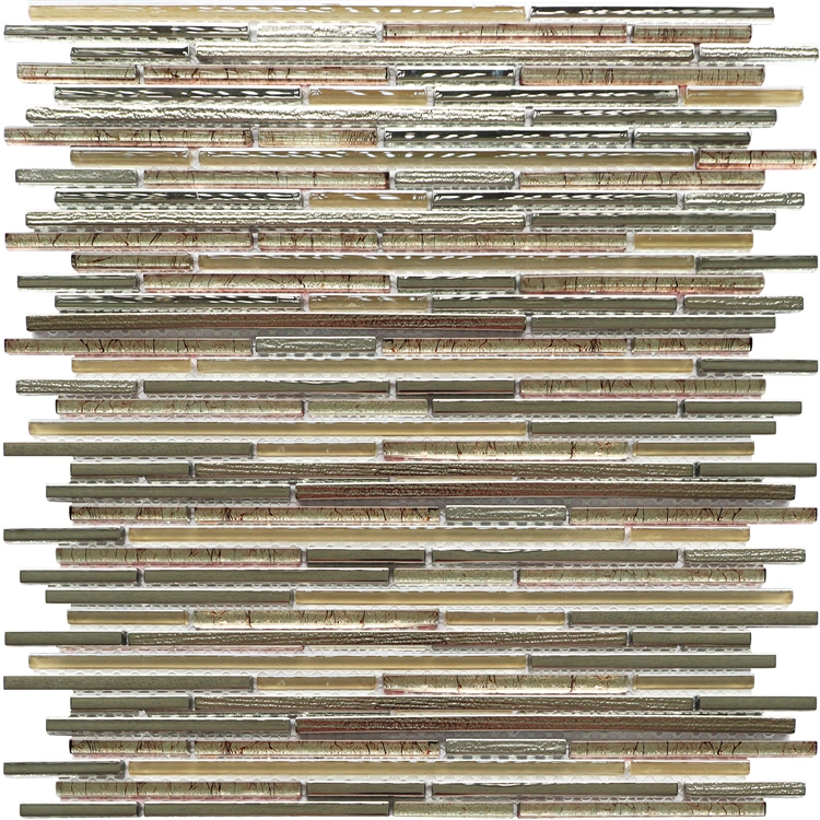 Long Strip Crystal Glass Electroplated Mosaic Tiles