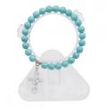 Natural Turquoise Chakra Gemstone 8MM Round Beads Charms Bracelet with HowliteCross