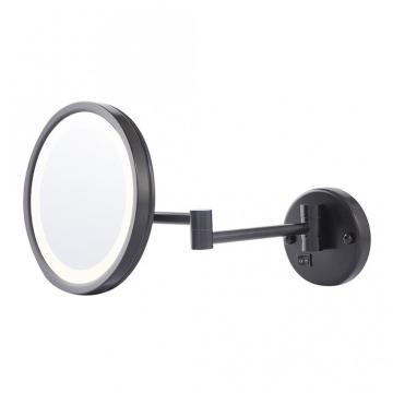 Black lighted shaving mirror
