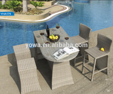 Patio rattan bar table and chair