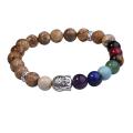 Imagen Jasper Bracelet Buddha 7 Chakra Gemstone Alloy Beads Jewelry