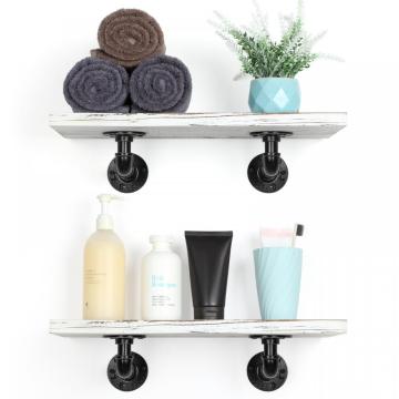 Wall Mounted Bathroom Storage Shelf with Iron Pipe