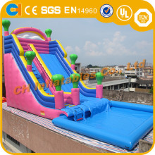 Pink and blue children inflatable pool with slide/inflatable water slide with pool/nflatable slide with pool
