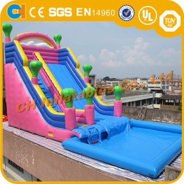 Pink and blue children inflatable pool with slide/inflatable water slide with pool/nflatable slide with pool