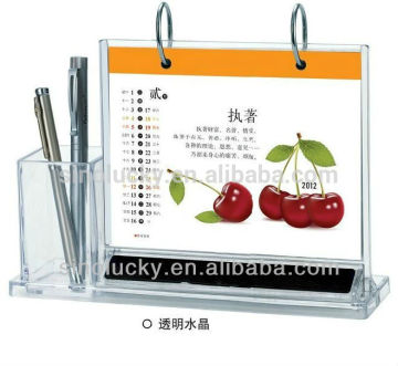 Custom Acrylic Standard Desk Calendar Table Stand With Pen Holder