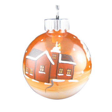 Most Popular Hanging Christmas tree blown printed palla natale vetro orange ornament balls christmas glass balls