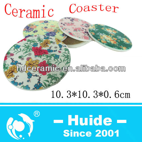 Absorbent Ceramic Coaster ,Ceramic Coaster with Cork Bottom,ceramic coaster set with metal holder or wood holder