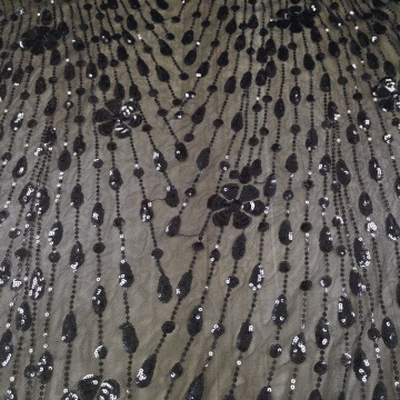 Fancy Sexy Custom Black Sequin Embroidered Fabric