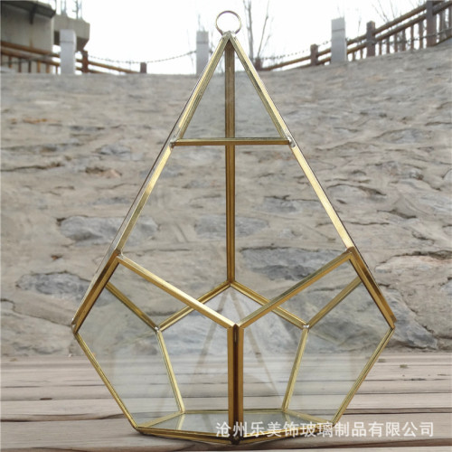 Exquisite Golden Geometric Glass Container