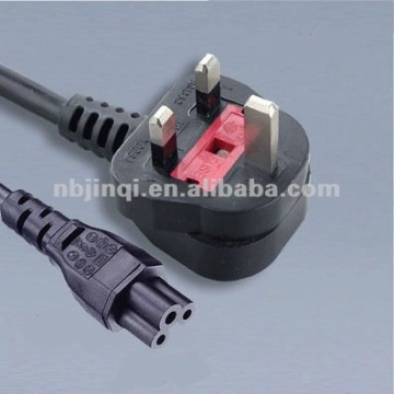 Moulded UK Power Cord with IEC320 C5 Connector for laptop