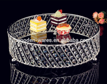 silver plated round metal dessert tray