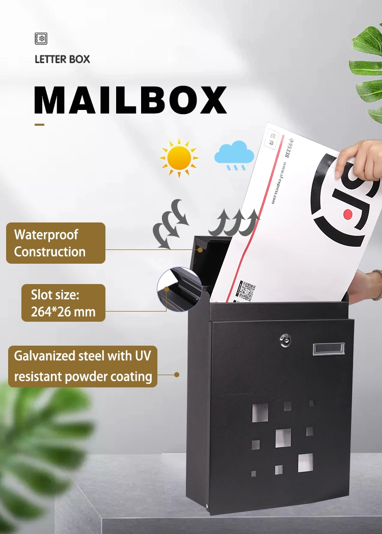 2021 New Design Hot Selling Metal Mail Box with 2 Keys for Home Outdoor Waterproof Letter Box/