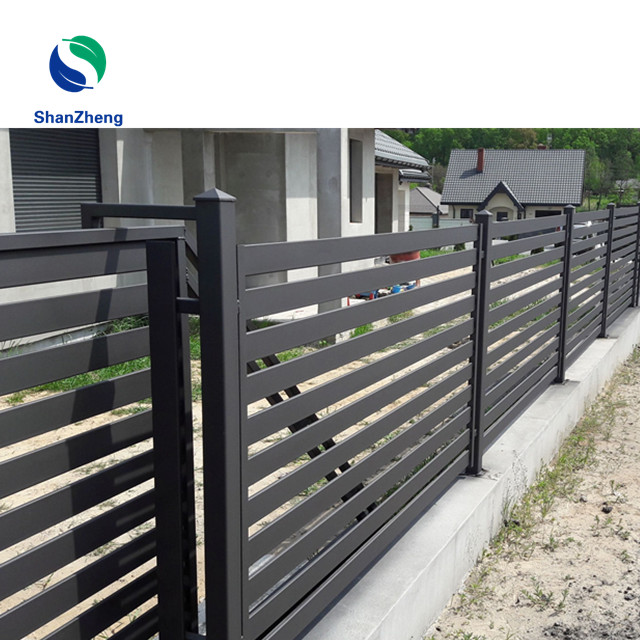 High security Mordern style of Aluminum Residenntial Flat Top Steel Garden Fence with Modern Design