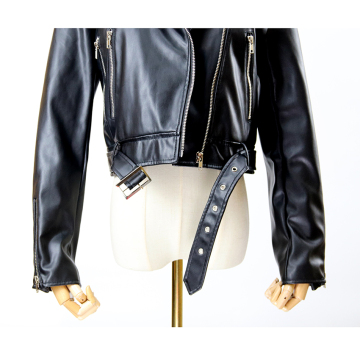 Tailored faux leather cropped biker jacket