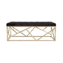 Roxy Modern Gold Metal Pink Velvet Cushion Bedroom Entry Bench