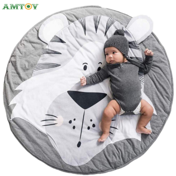 AMTOY 90cm Play Mat Cartoon Animal Baby Mats Newborn Infant Crawling Blanket Cotton Round Floor Carpet Rugs for Kids Room Decor