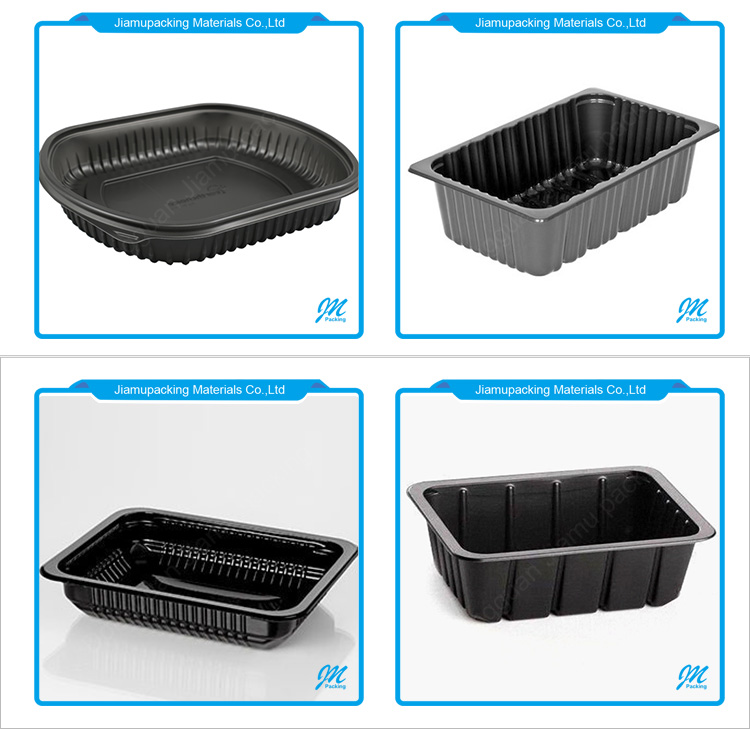 Hot sale rectangular clear or black meat vegetable fruit disposable plastic tray packaging in supermarket