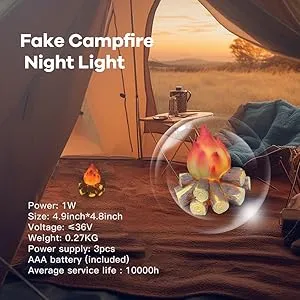 Cozy Electric Campfire Light for Halloween and Christmas Decorations