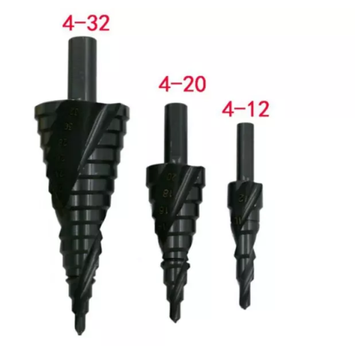 Hoogwaardige 3 packs spiraalstap boorbit set 1/4 &quot;hex shank kegel zwarte HSS boor voor hoge snelheid staal