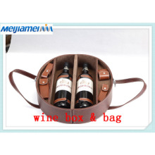 Brown colour customizable Pu leather wine box,gife box
