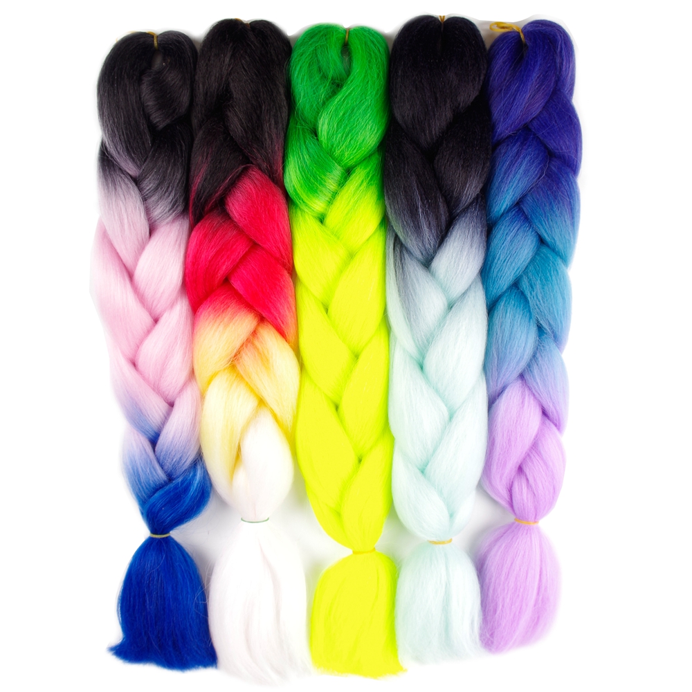 Hot sell  24'  Synthetic Ombre color Jumbo braiding hair  jumbo hair braid ombre