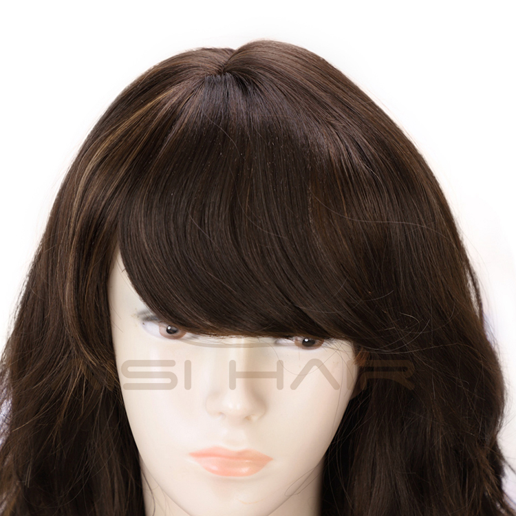 Aisi Hair Long Wavy Brown Bang Wig Heat Resistant Synthetic Hair Wig For Black White Women Fashion Cosplay Christmas Wigs