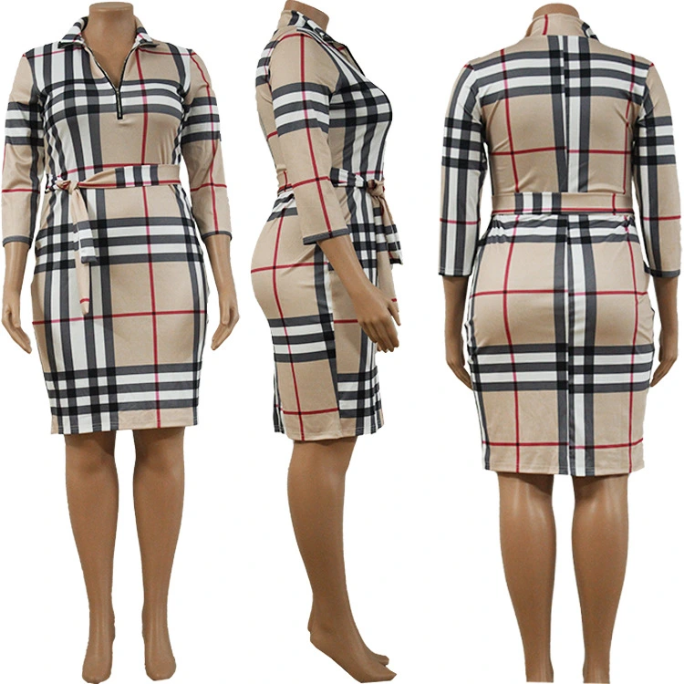 Fancy Good Quality Sexy Bodycon Dress Womenoversized Shirt Long Sleeve Checker Dress Women