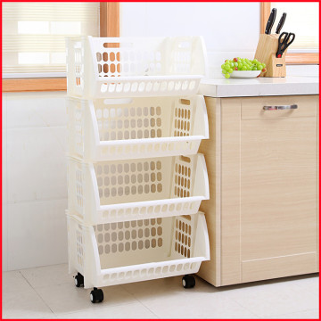 Household Storage 4 Tier Baskets with wheels