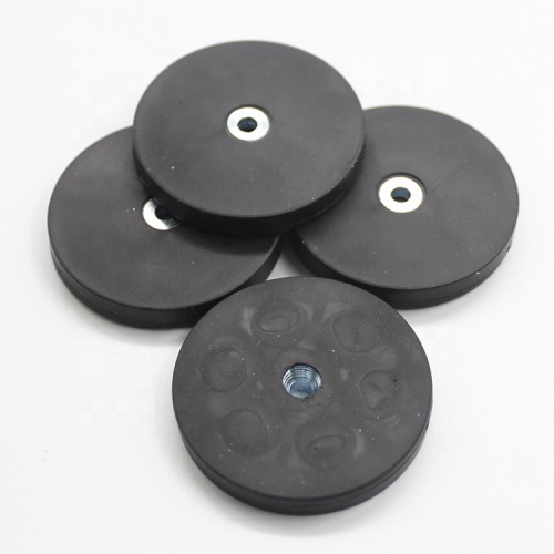 Rubber Coated Round Magnet with screw hole