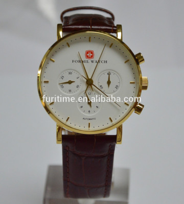 hand winding mechanical watch with gold plating chrongograph watch