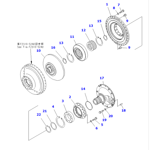 17a-13-51510 Turbin lengkap yang sesuai Dozer D155A-6 Bahagian