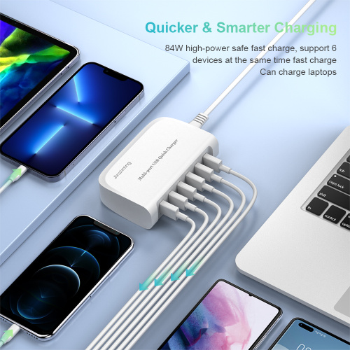 Зарядная станция USB Quick Charge, 84 Вт, 6 портов, QC3.0