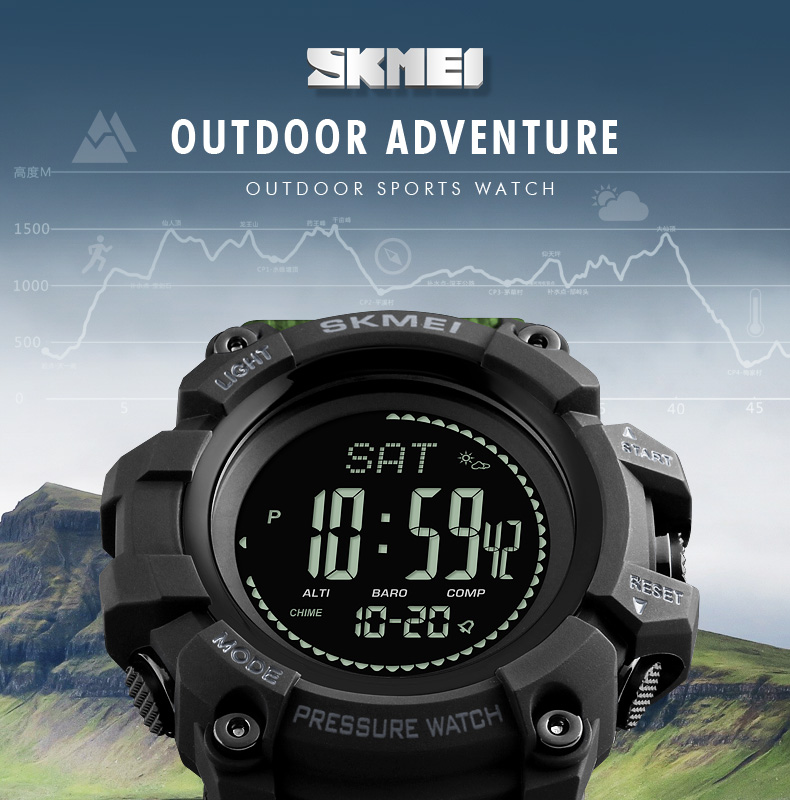 Top selling skmei 1358 waterproof alarm chrono compass sports watches men wrist for wholesale