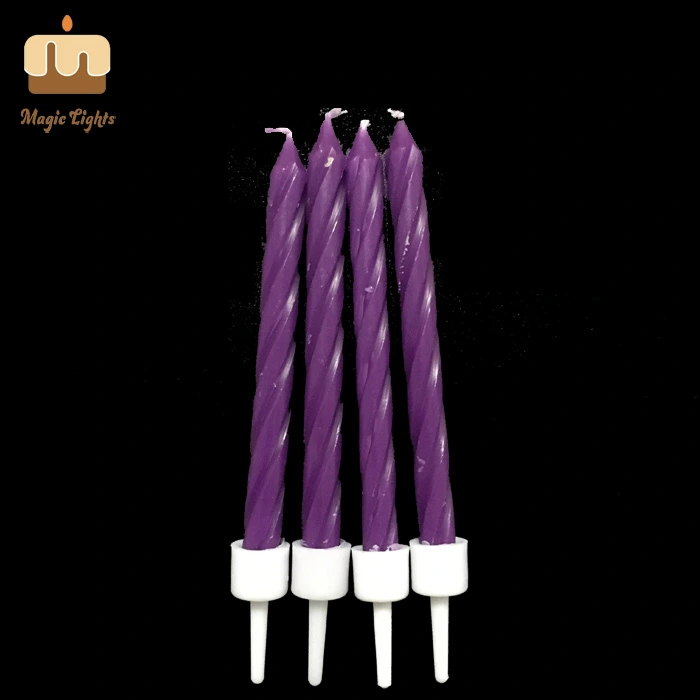 High-End Cake Decoration Purple Ombre Spiral Birthday Candles for Sale