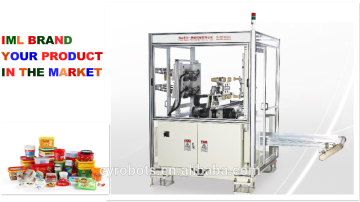 IML robot arm system IML automation/ high-class IML equipment for yoghurt 4 cavities labeling